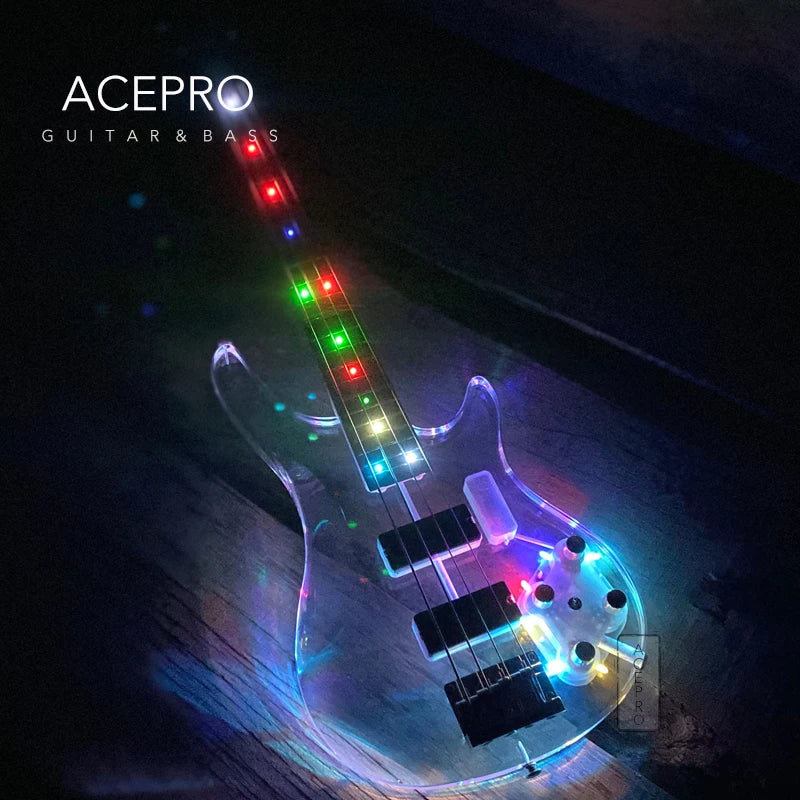 4 String Blue LED Lights Electric Bass Guitar,
