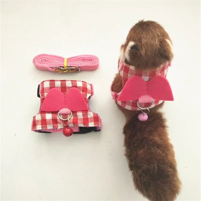 Adjustable Small Pet Stripe Harness Leash Vest Chest