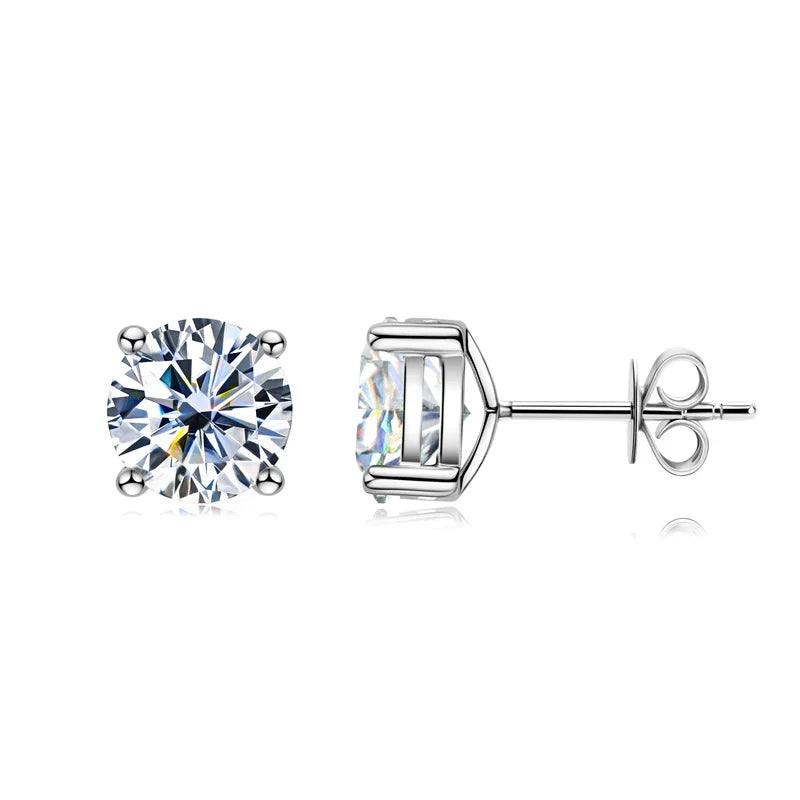 IOGOU 3mm/4mm/5mm/6.5mm/8mm/9mm/10mm/11mm Certified D VVS1 Moissanite Stud Earrings