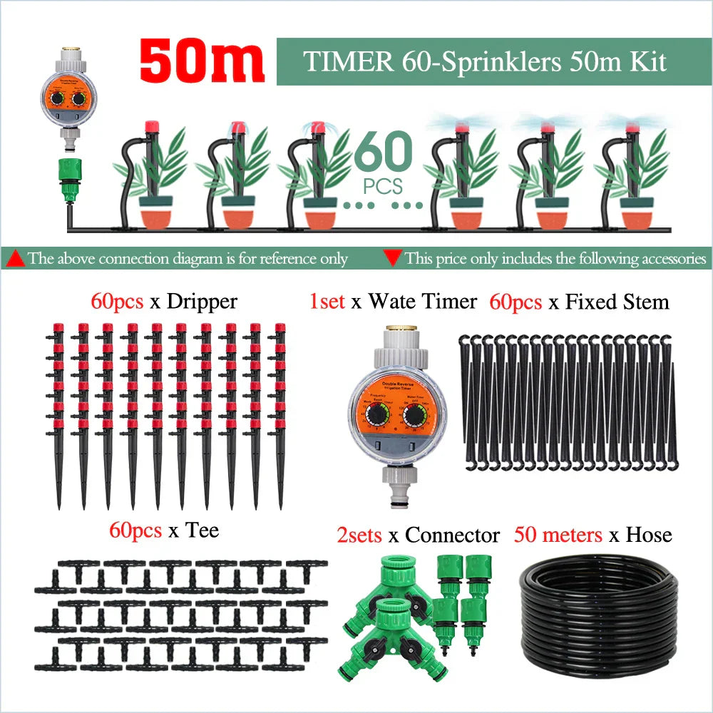 50-5M Garden Smart Drip Irrigation System with Timer