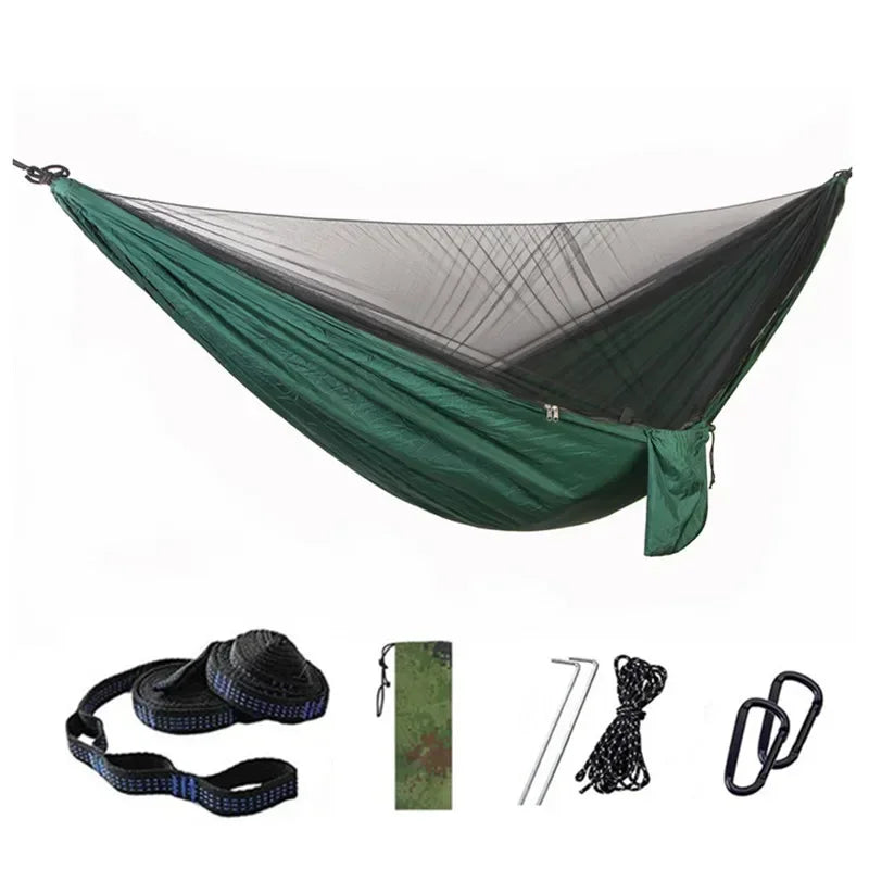 Double Travel Camping Hammock with Mosquito Net,Backpacking Portable