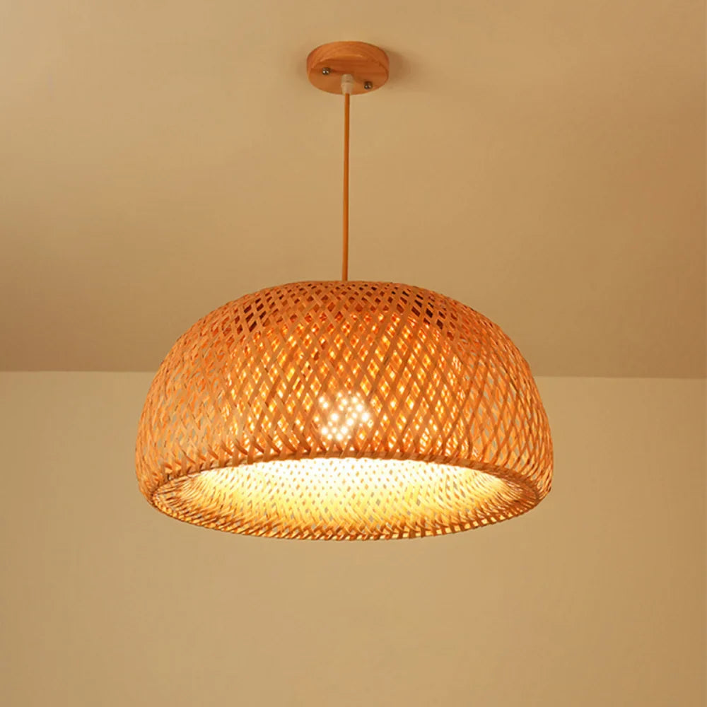Bamboo Pendant Lamp Hand Knitted Chinese Style Weaving