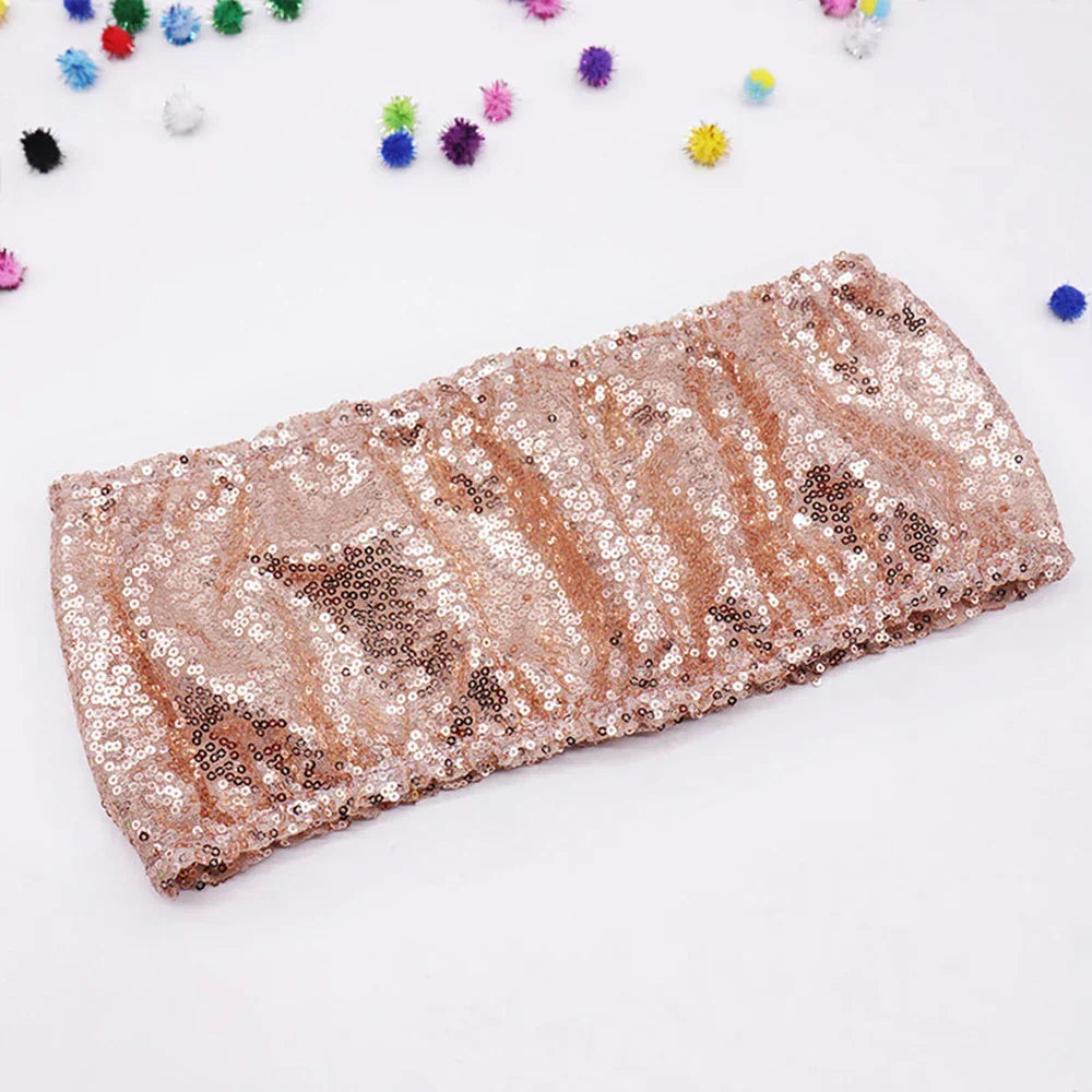 10/50pcs Gold Sequin Chair Sashes Sliver Party Chair