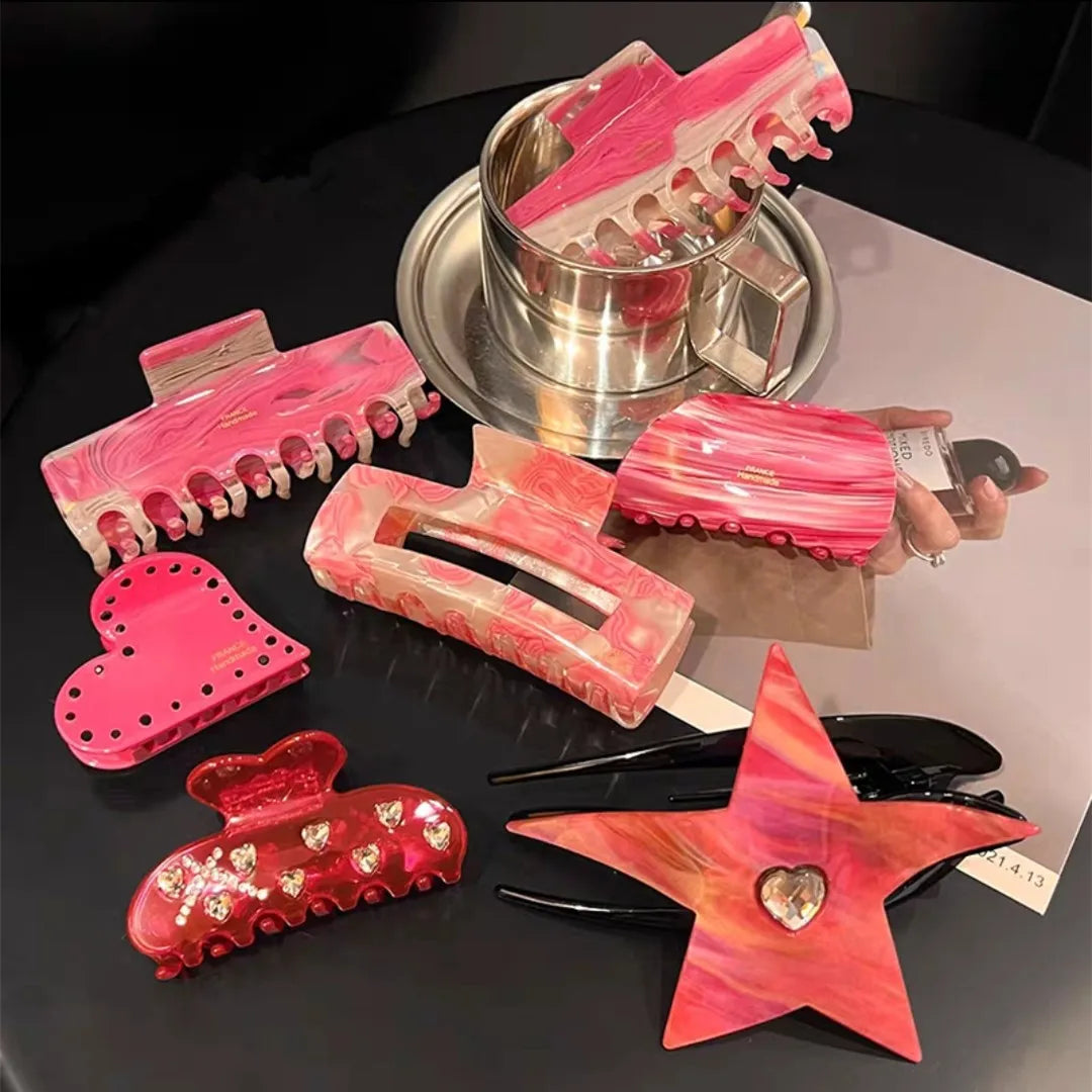Muweordy New Claw Clips Pink Hair Clips Love