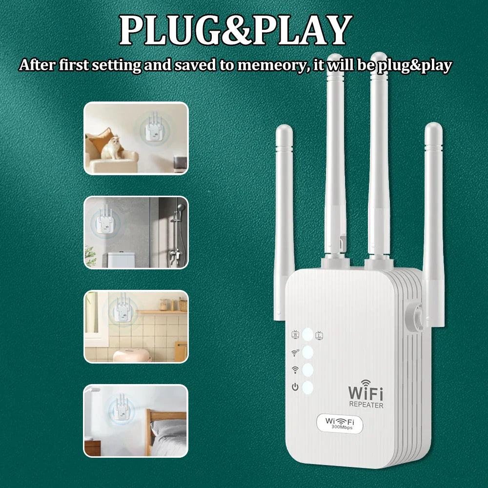 OPTFOCUS 2.4G WiFi Repeater 2LAN 300Mbps repetidor of