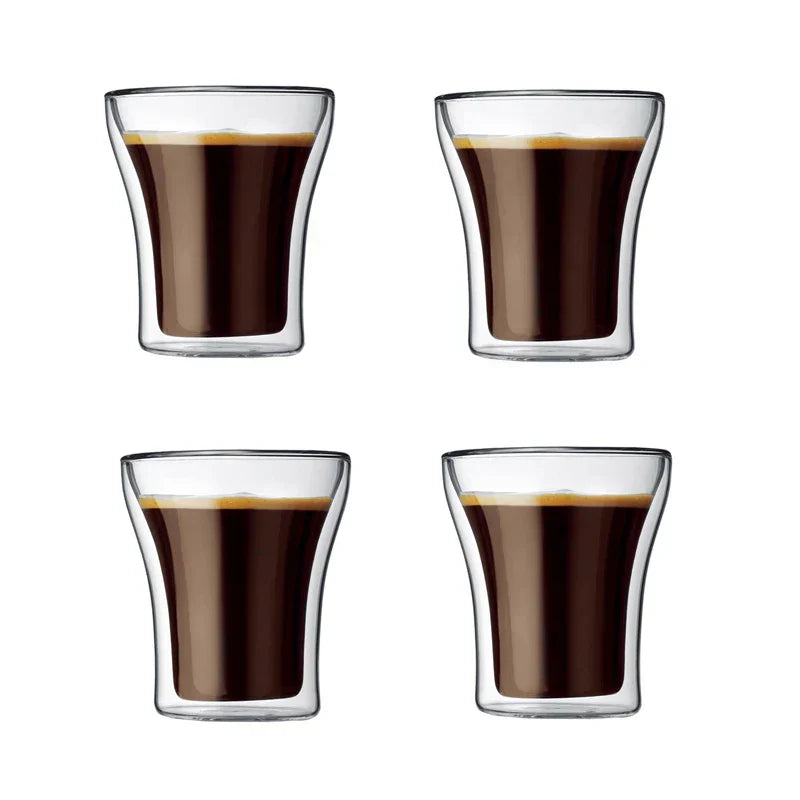 80/200ml Clear Double Wall Glass Espresso Coffee Cup
