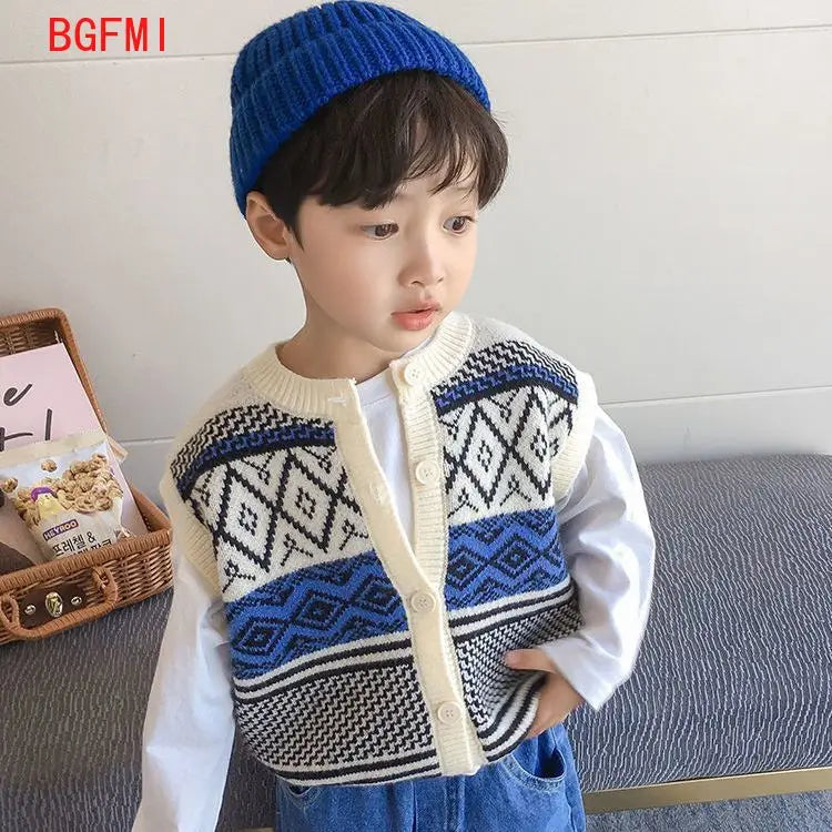 1-10Y Children Single-breasted Vests Sweaters Cotton Vest boy