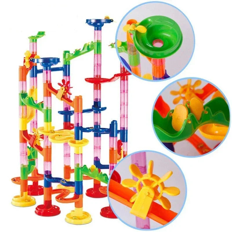 DIY Construction Marble Run Race Track Building Blocks