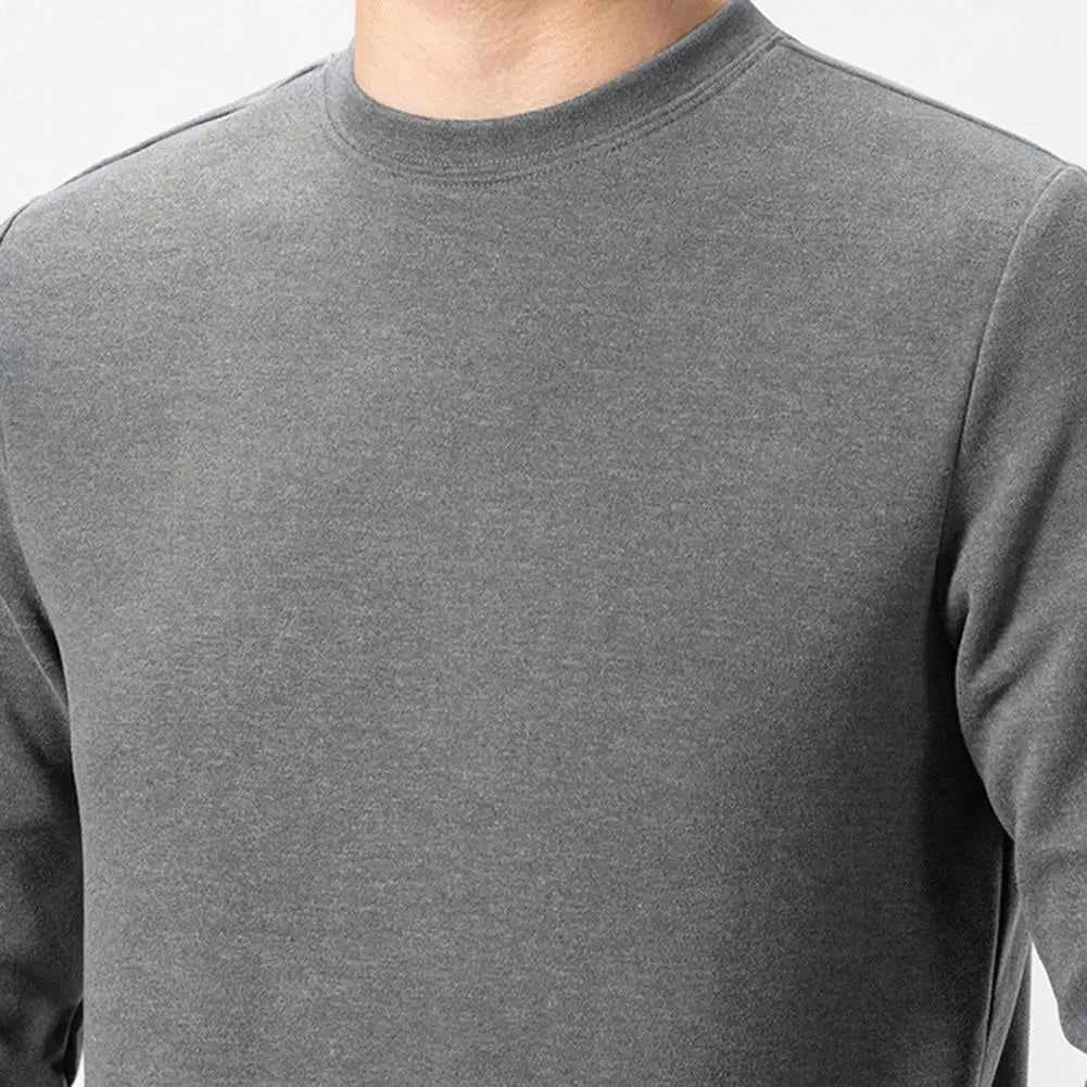 Men Autumn Winter Warm Bottoming Tops O-neck Long