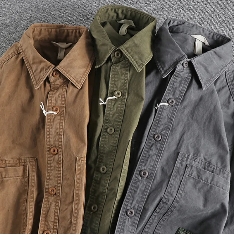 Tough Guy Style Heavyweight Washed Old Work Shirt