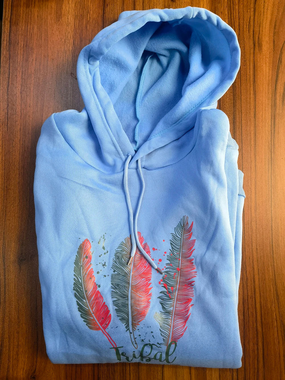 Plus Size Women Fashion Feather Printed Hoodies Autumn