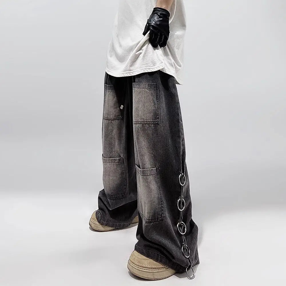 American Style Oversized Pocket Retro Baggy Jeans Men