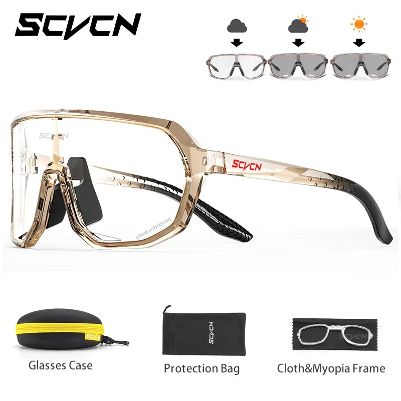 SCVCN Photochromic Men Cycling Sunglasses UV400 Sports Bicycle