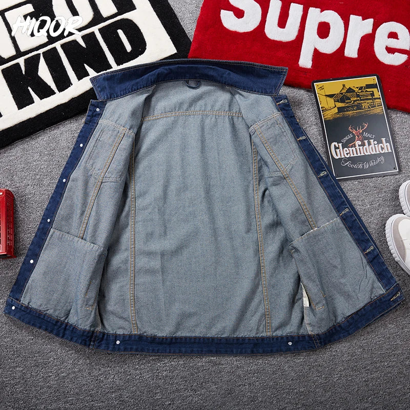 HIQOR Oversize Denim Jacket Male 8xl Men's Fashion