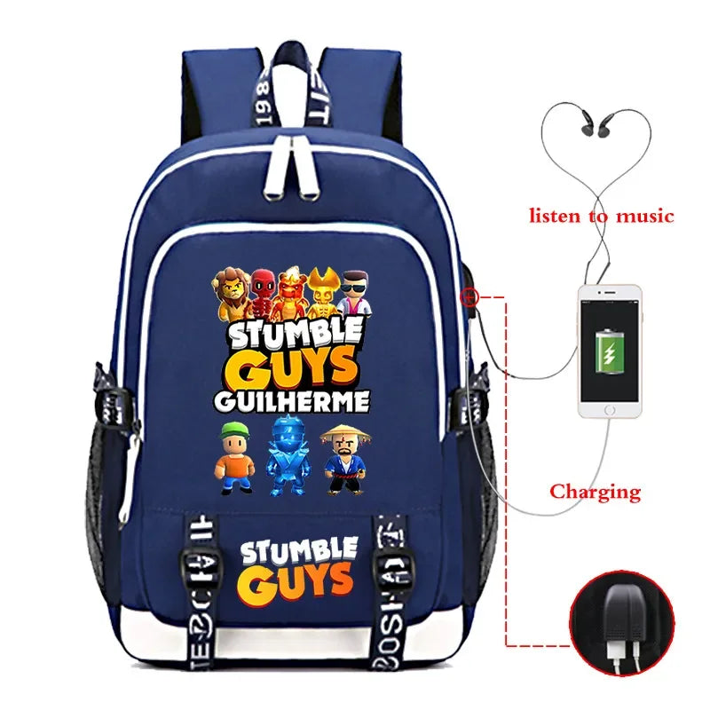 Game Stumble Guys Backpack Teenager Students School Bag