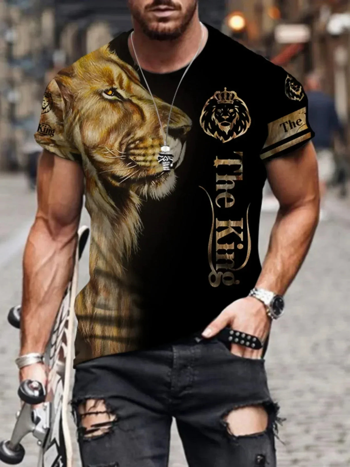 2024 Men's Summer New 3D Printing Fierce Lion