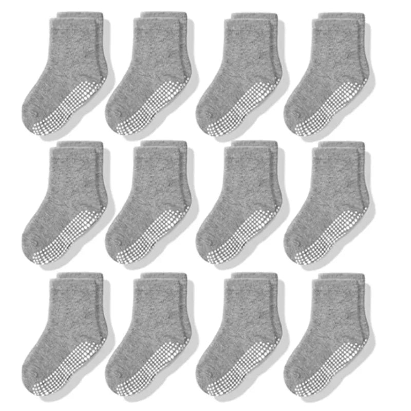 12pair/Lot Non Slip Toddler Socks with Grip for