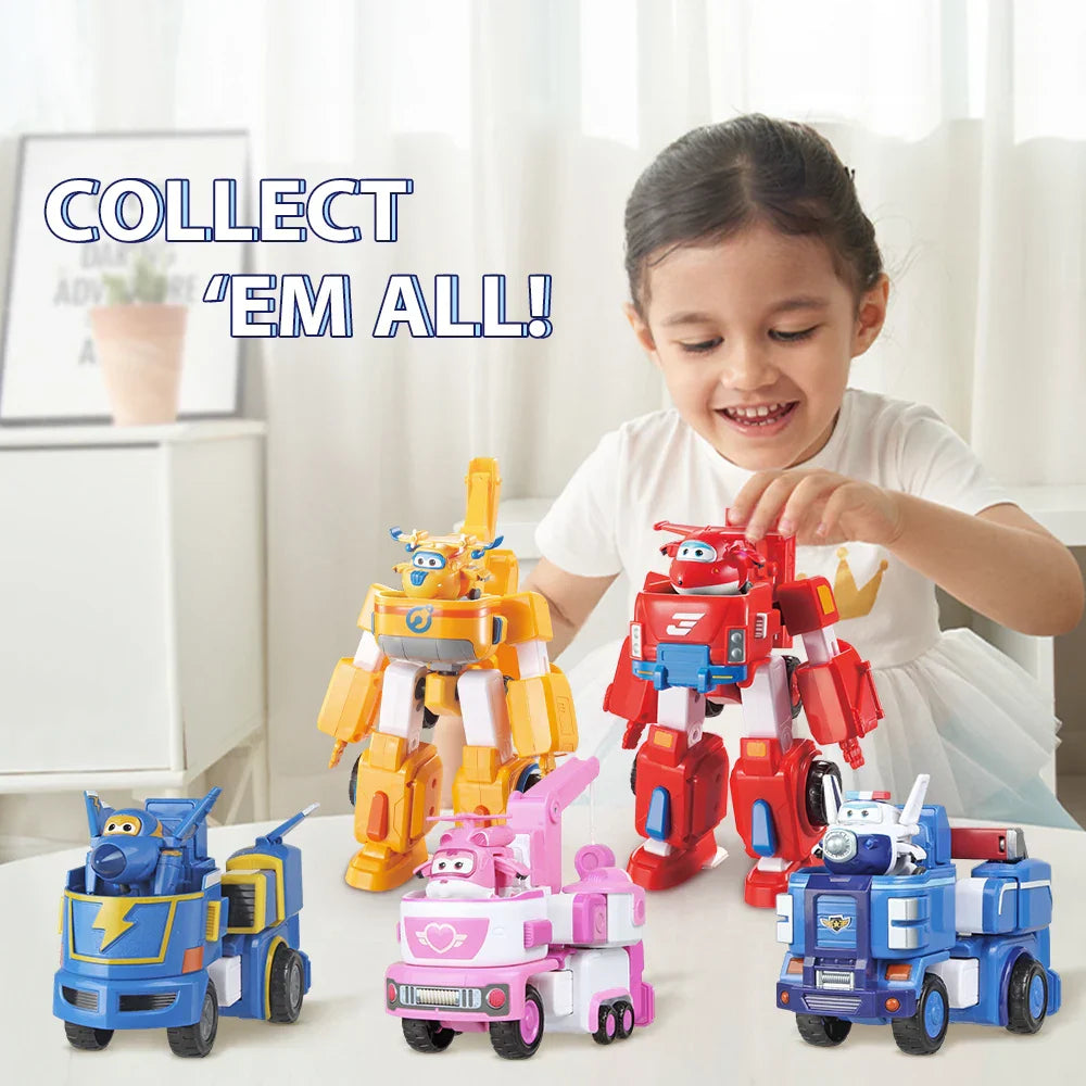 Super Wings 7" Robots Set Transform Vehicle With