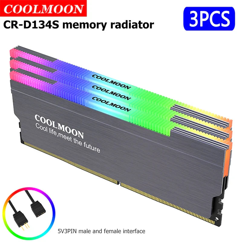 COOLMOON CR-D134S RAM Heat Spreader 5V 3PIN Male/Female