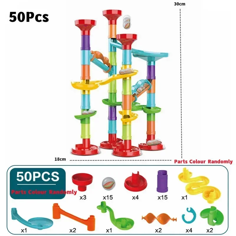 50/197Pcs Children Diy Game Marble Run Race Track