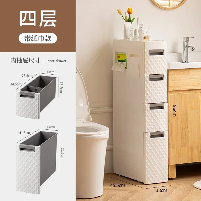 Multi-functional 18CM Wide Bathroom Slot Storage: Large Capacity