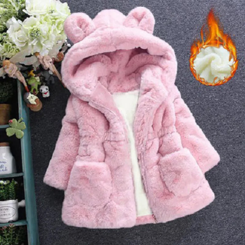 Winter Baby Girls Clothes Faux Fur Coat Fleece
