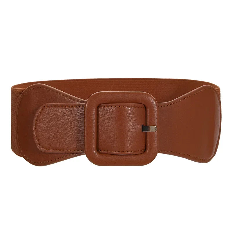 Women's Fashion Wide Belt Square Pin Buckle Imitation