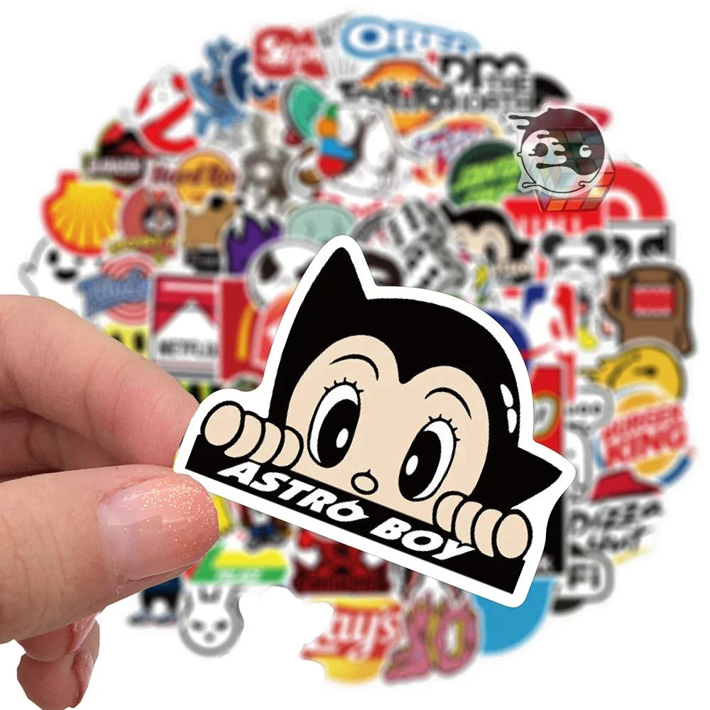 102550100Pcs Disney Cool Fashion Brand Logo Stickers DIY