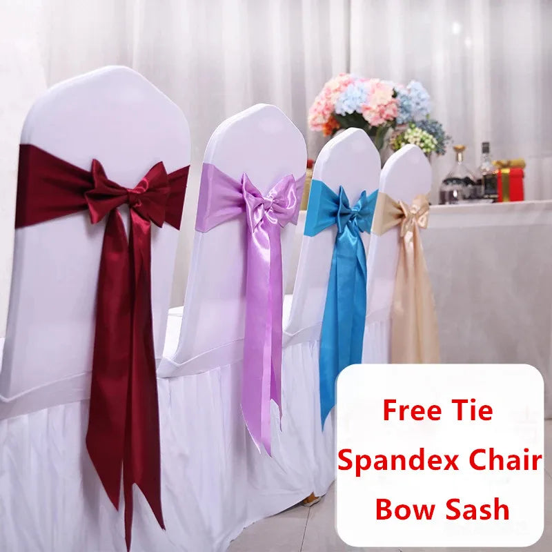 10pcs/50pcs Satin Spandex Chair Bow Band Ribbon Chair