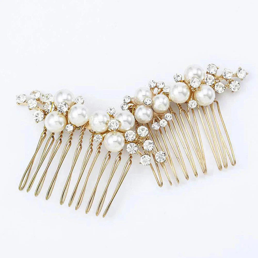 Silver Color Flower Hair Comb Clip Girls Handmade