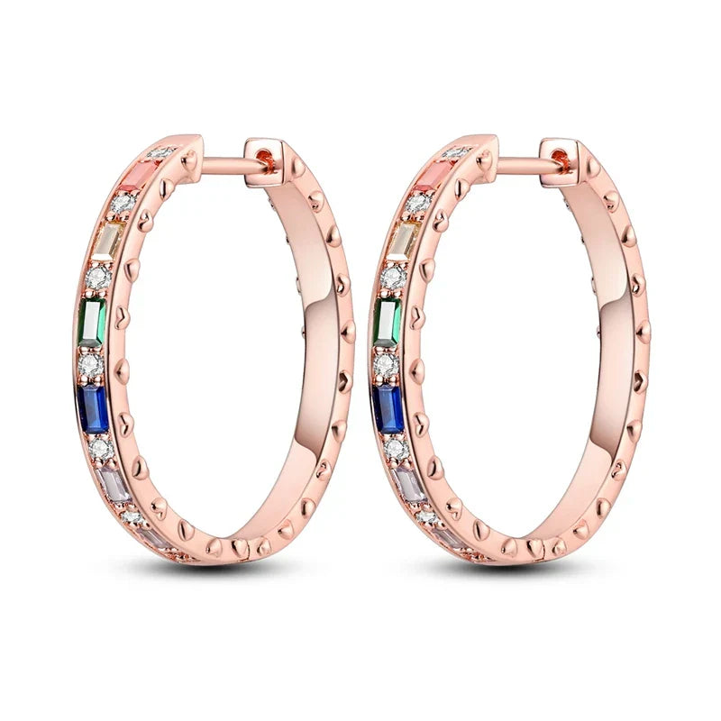 Rose Gold Hoop Earrings For Women 925 Silver