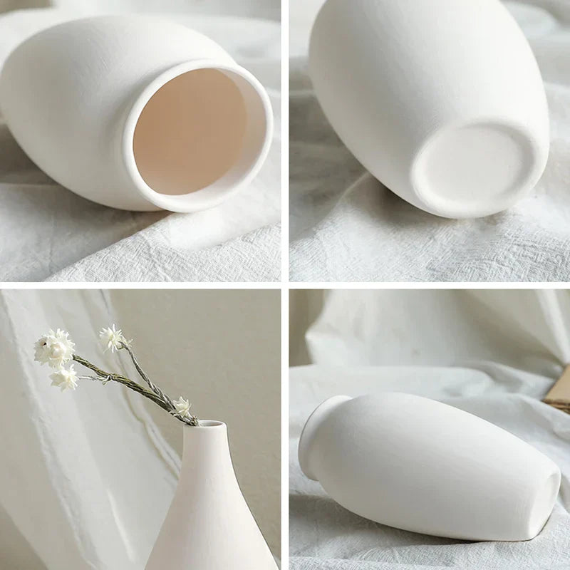 Nordic White Tabletop Vases Ceramic Flower Vase Living