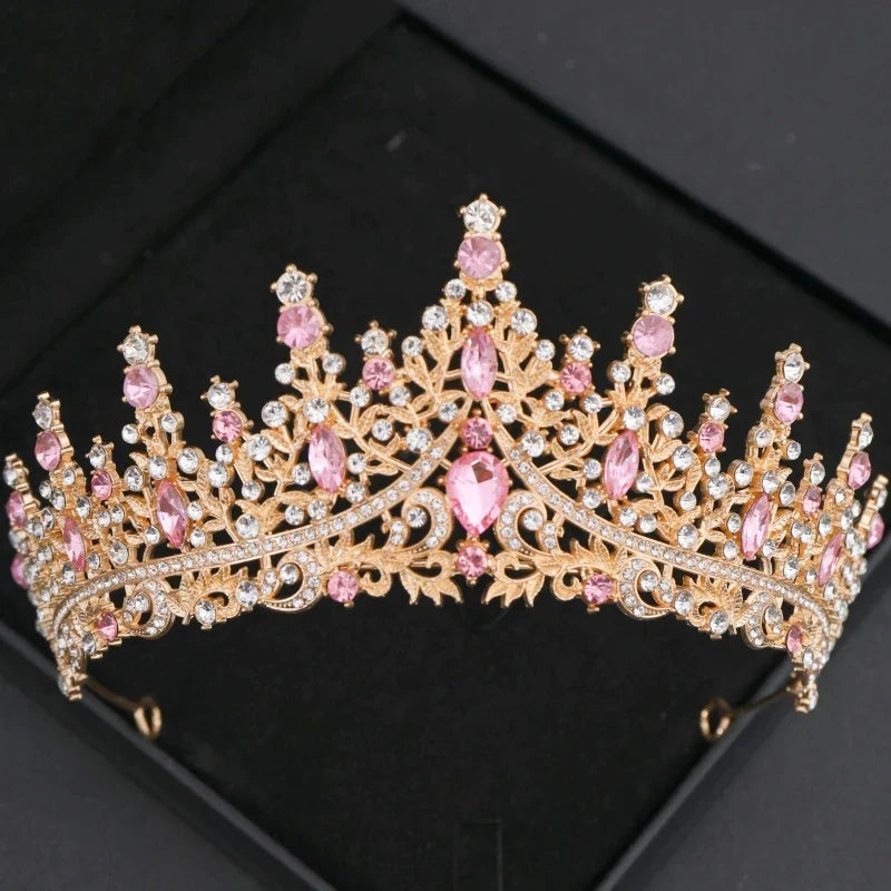 Pink Crystal Tiaras And Crowns Rhinestone Prom Diadem