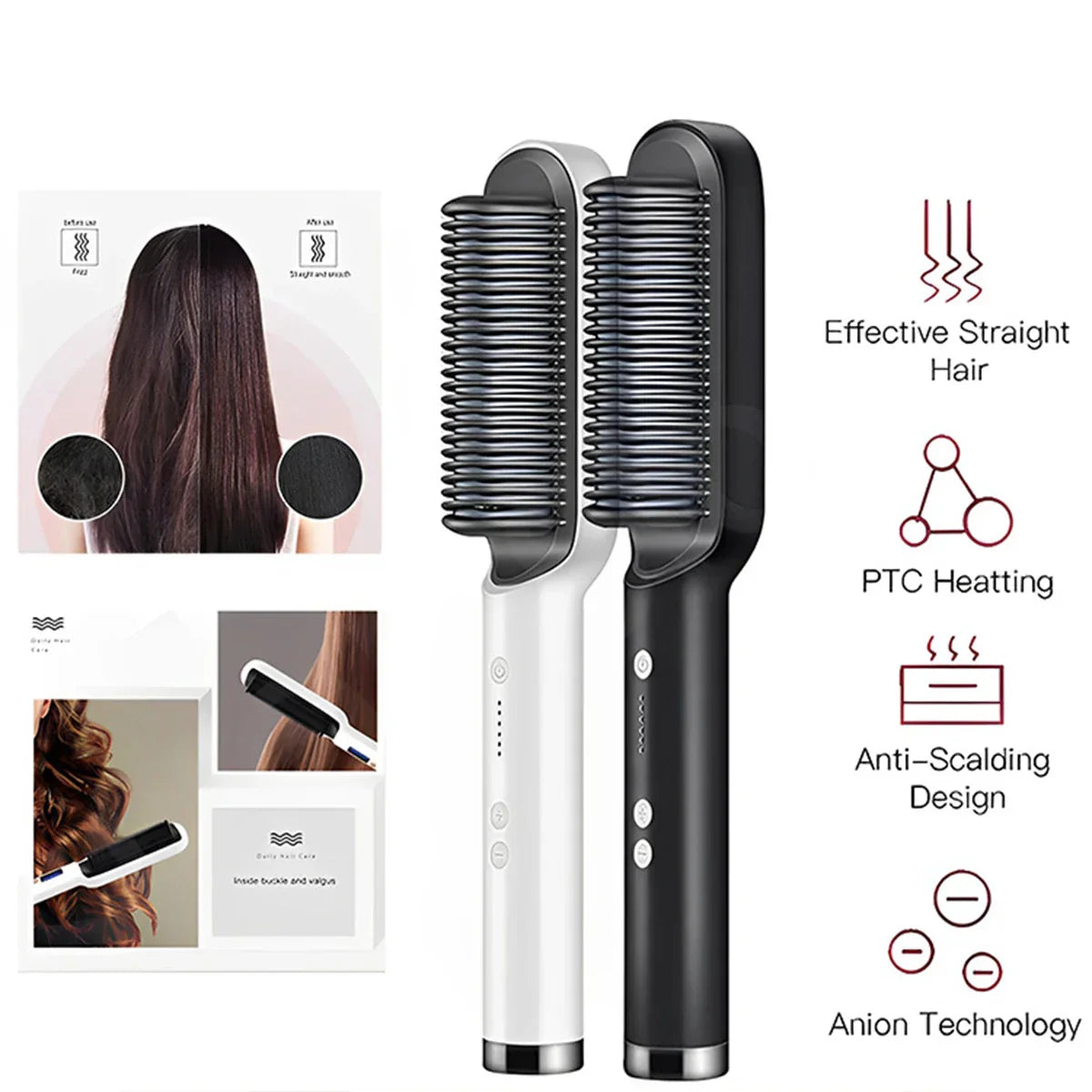 5-speed Straight Hair Comb Thermostatic Electric Straightening Brush