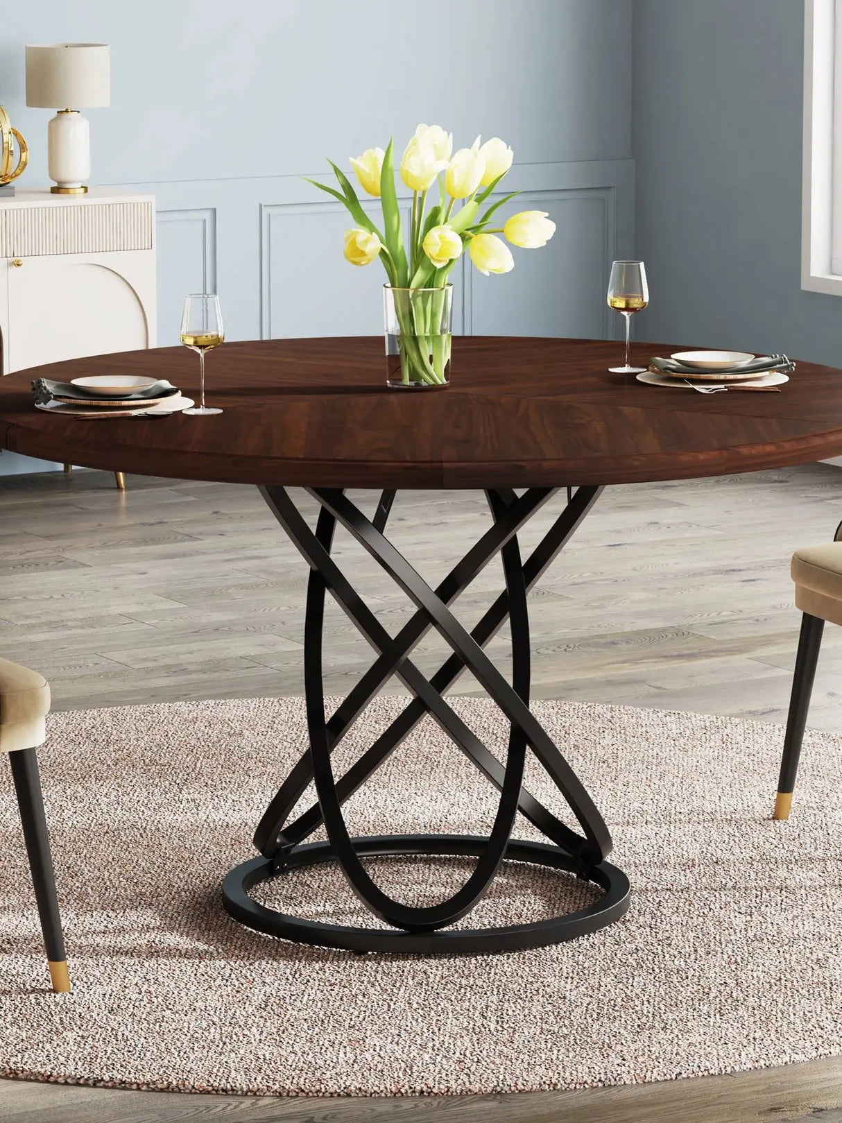 Tribesigns Round Dining Table for 4, 47 Inch