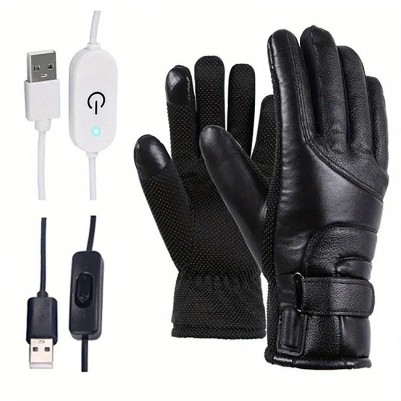 1 Pair USB Heated Motorcycle Gloves - Waterproof, Windproof, Touch Screen