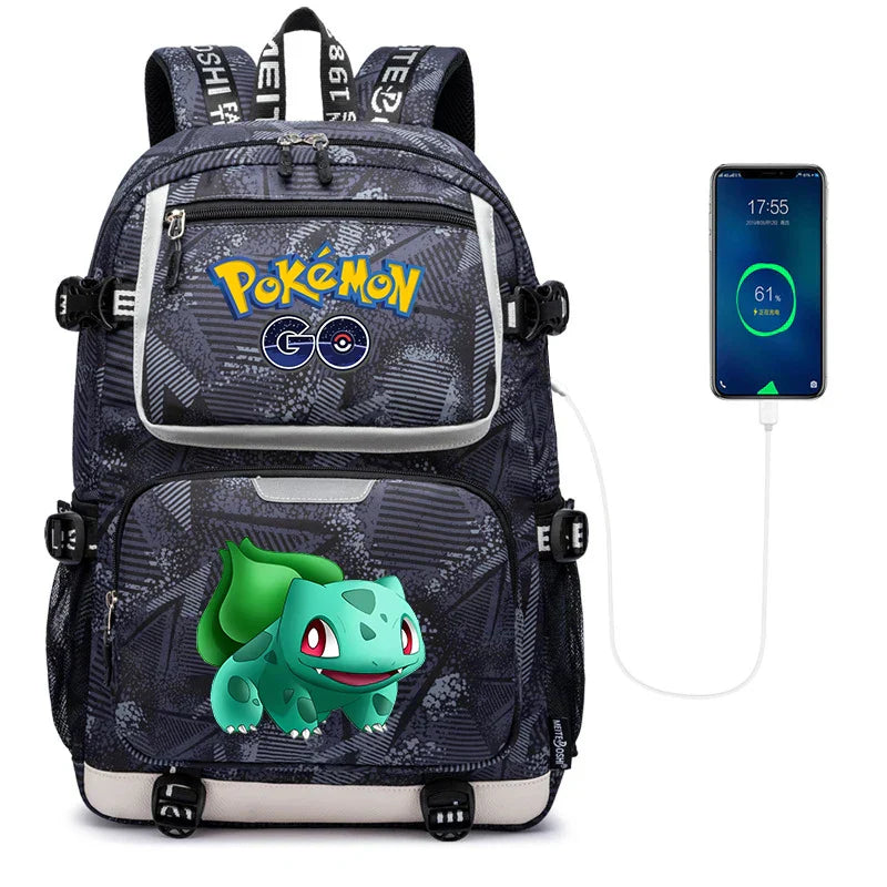 Pokemon Squirtle Cartoon School Bag USB Charging Large