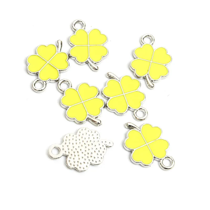 Dopamine Fourleaf Clover Enamel Charms 20pcs DIY Necklace