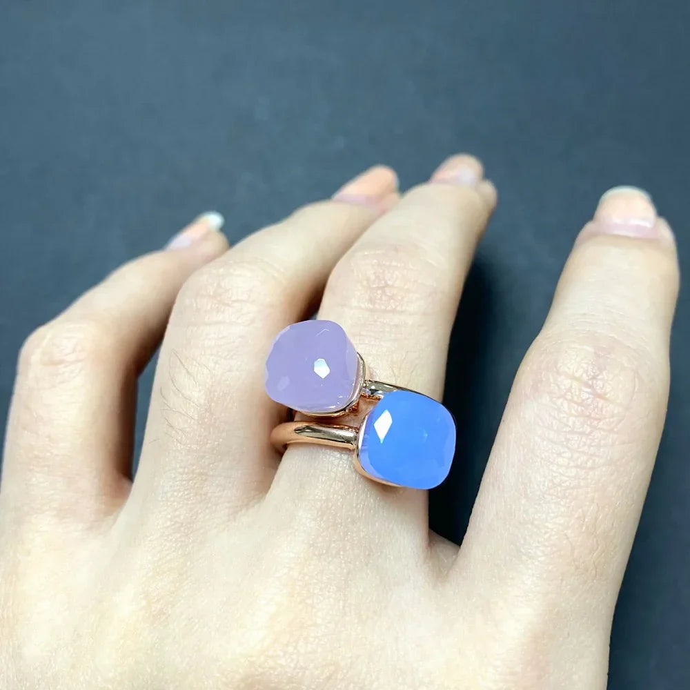 2PcsSet Pomellato Ring Stacked Mix Color Crystal Ring