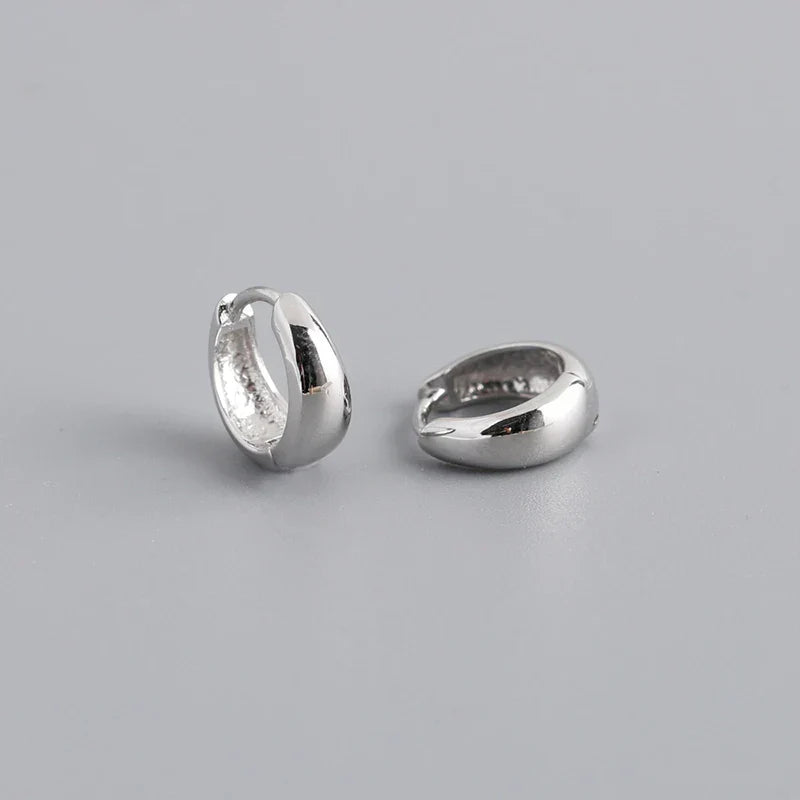 WANTME 925 Sterling Silver Simple Wide Huggies Gothic