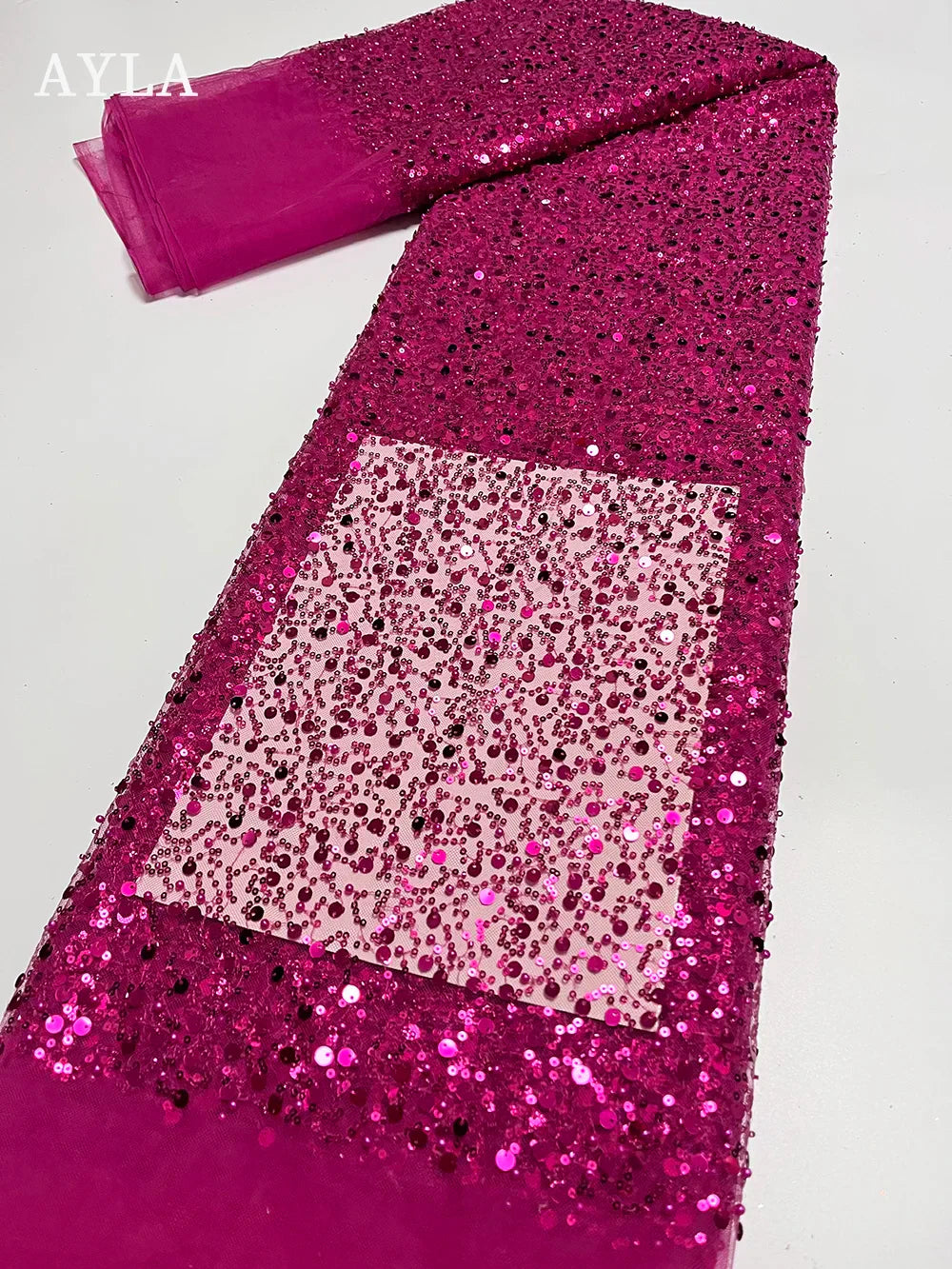 5 Yards Tulle Net African Lace Fabric Beaded