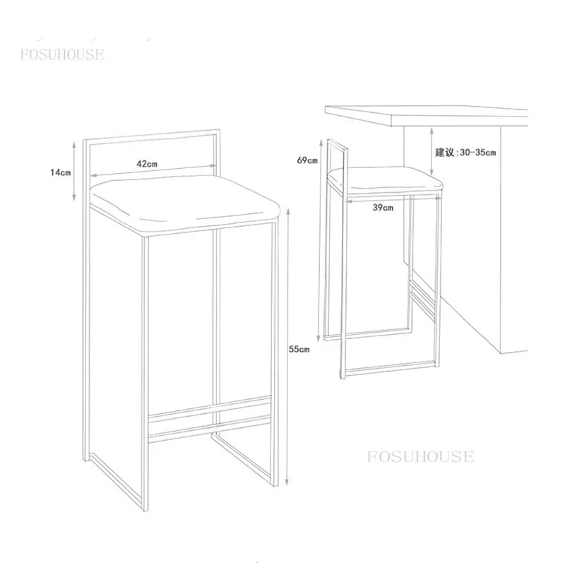 Reinforce Counter Bar Stool Metal Nordic Design European