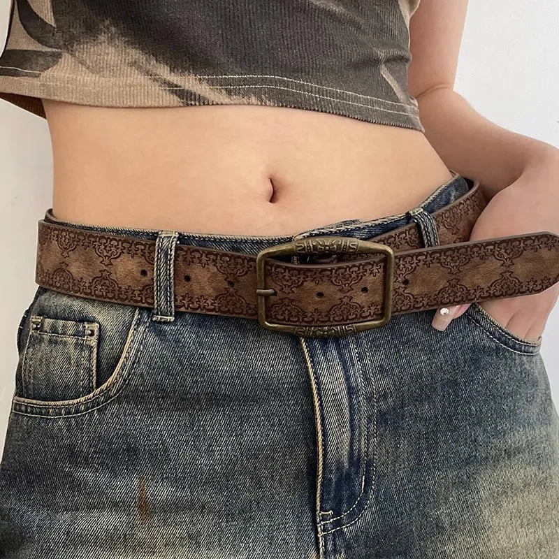 Pattern Print Retro Y2K Belts For Women Luxury