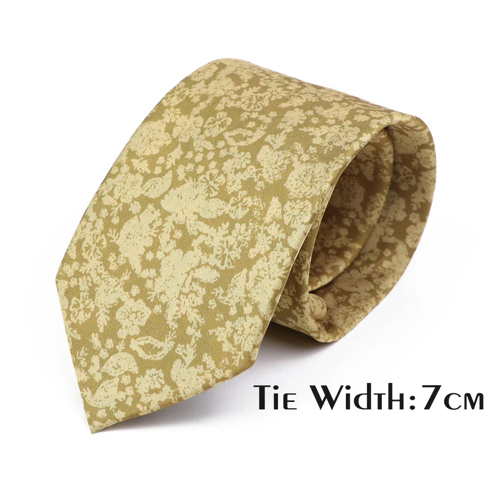 Vintage Floral Geometric Print Necktie Unique Style Mens