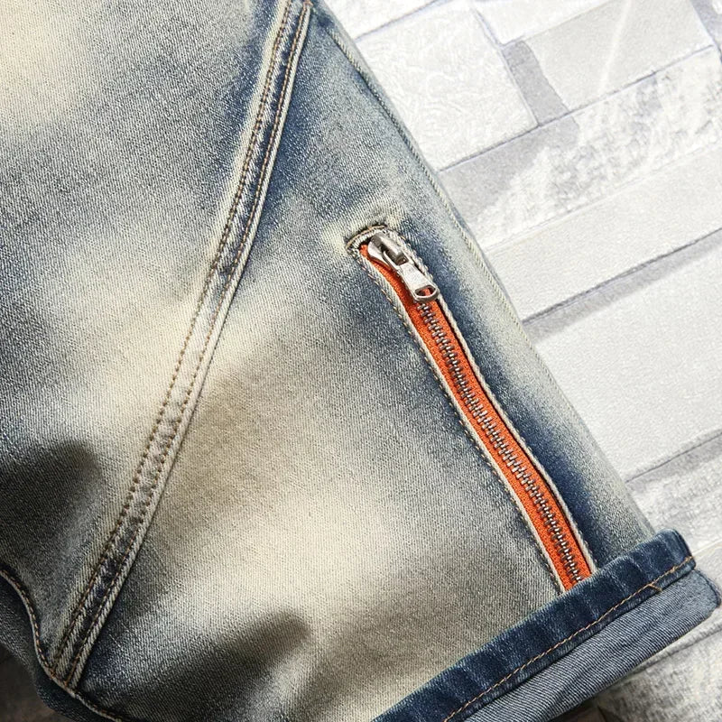 Vintage Jeans Splicing Shorts Men's Summer New Fashion