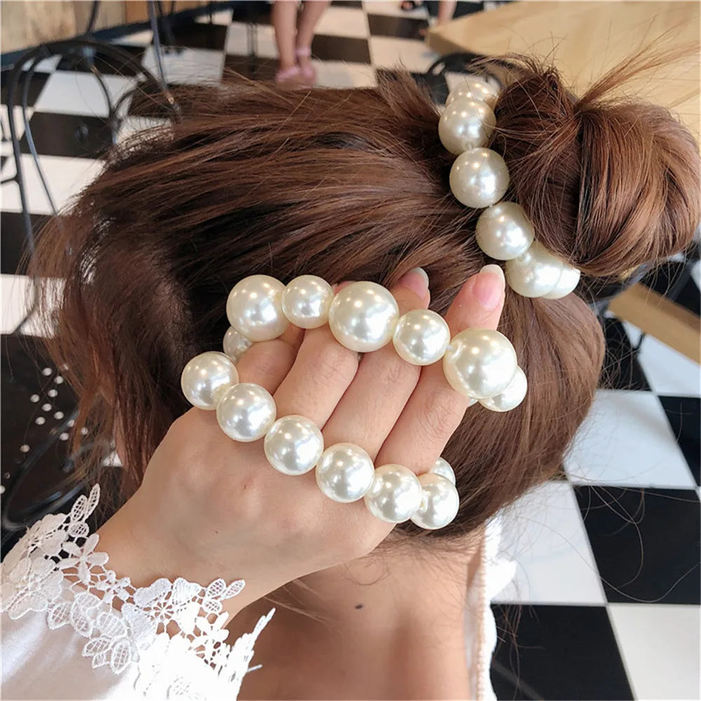 1Pc Korean Style Imitation Pearl Hair Rope High