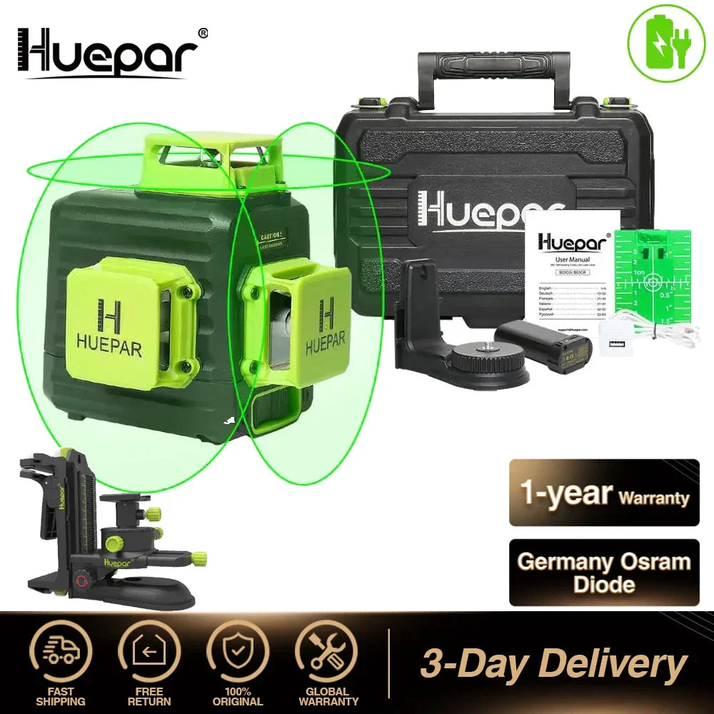 Huepar 3D Cross Line Self-leveling Laser Level 12