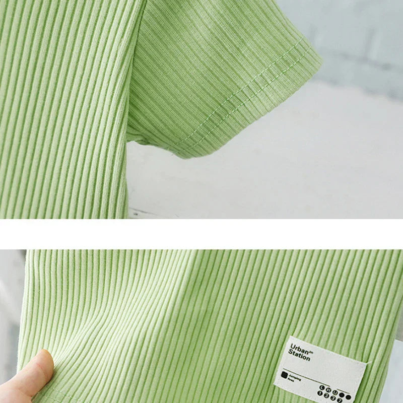 Girls Summer Clothing Suit Children Short-Sleeved Polo Shirt