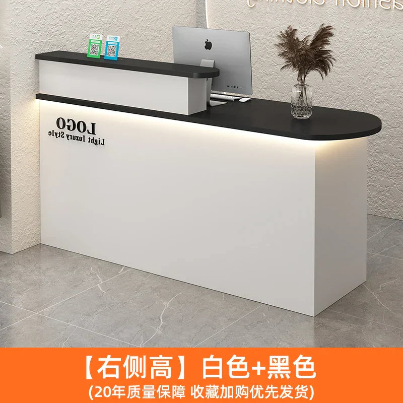 White Stylish Reception Desks Corner Light Bar Office