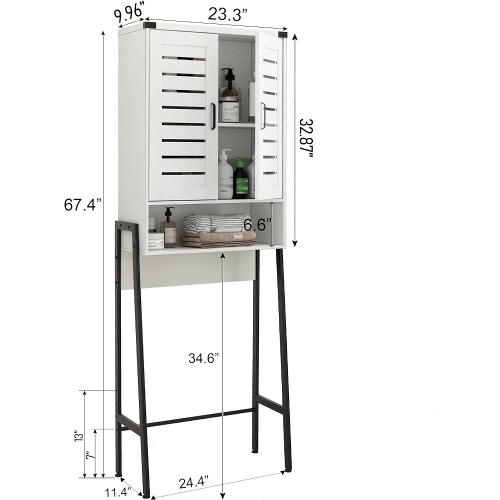 Storage Cabinet With 2-Door Blinds Bathroom Furniture Freestanding